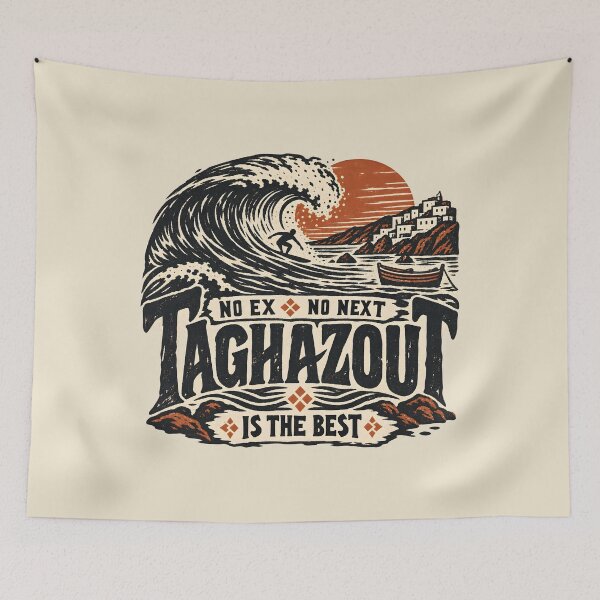 Item preview, Taghazout Morocco Woodcut Surf – Vintage Engraving Wave designed and sold by AmiGraph.