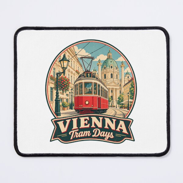 Item preview, Vienna Tram Austria Vintage Travel Poster – Retro Streetcar Design designed and sold by Globalcitytees.