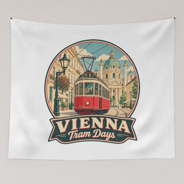 Item preview, Vienna Tram Austria Vintage Travel Poster – Retro Streetcar Design designed and sold by Globalcitytees.