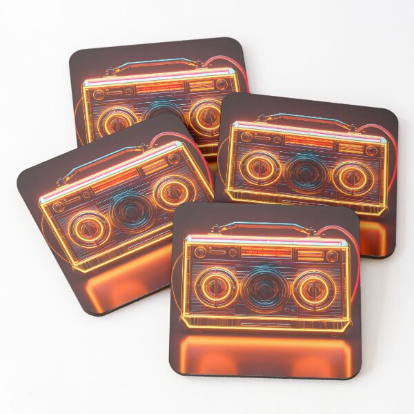 Item preview, Vintage Boombox Neon, 3d Render, Warm Orange designed and sold by Checho30.