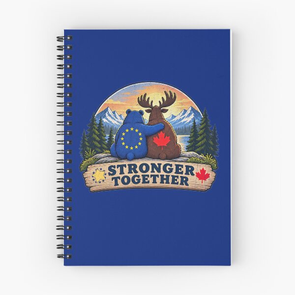 Aperçu de l'œuvre Cœur de l'Union européenne et du Canada - Ours et orignal - Motif inspiré du drapeau canadien et de l'UE créée et vendue par RR-Arts.