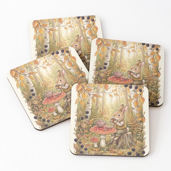 Item preview, Little Bunny Woodland Tea Party - Whimsical Storybook Art designed and sold by MissoStudio.