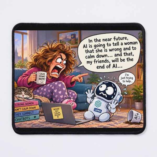 Item preview, AI Told Her to Calm Down — Big Mistake designed and sold by Sybille-Yates.