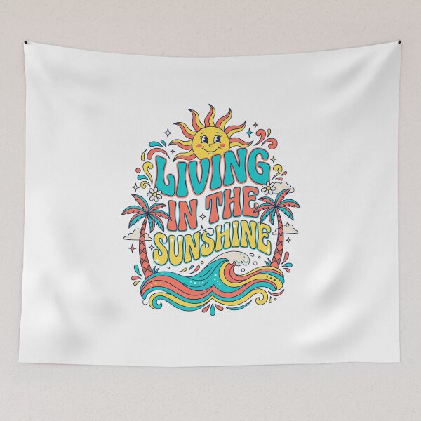 Item preview, Living in the Sunshine Retro Summer Typography designed and sold by Mellow Doodle Co..