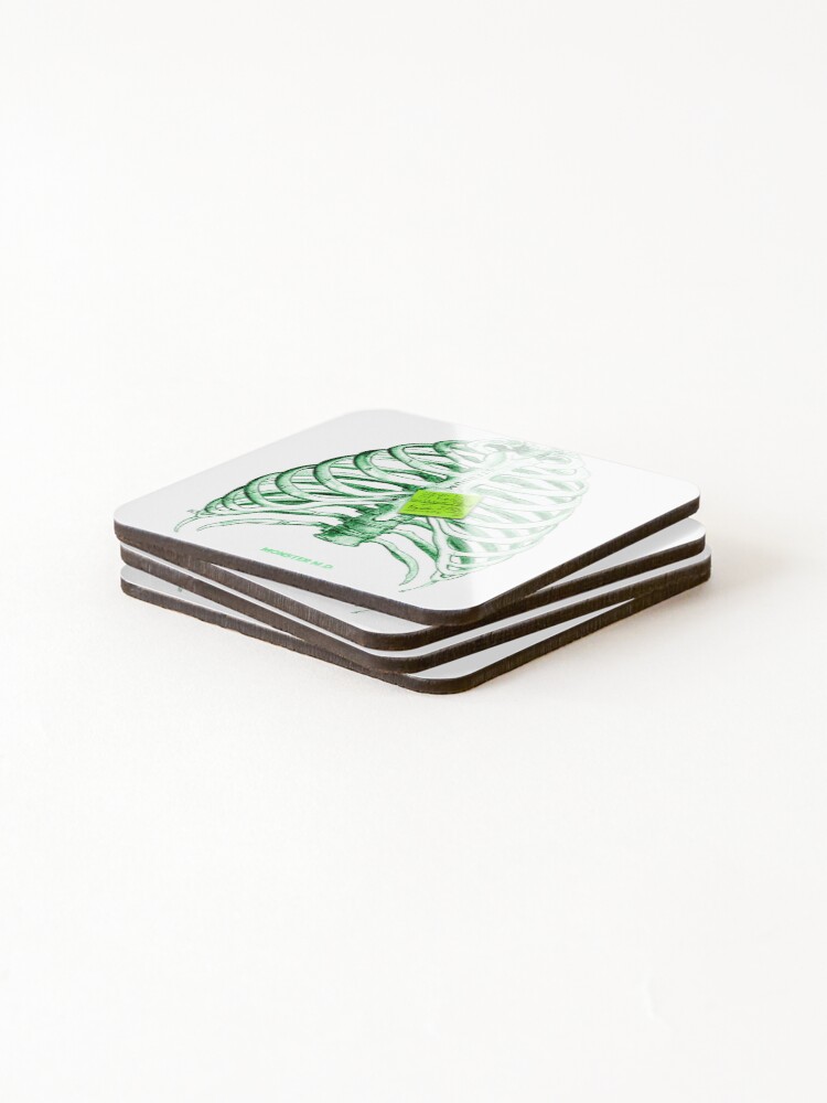 Thumbnail 4 of 5, Coasters (Set of 4), Sterling Ribcage designed and sold by RiseAgainComics.