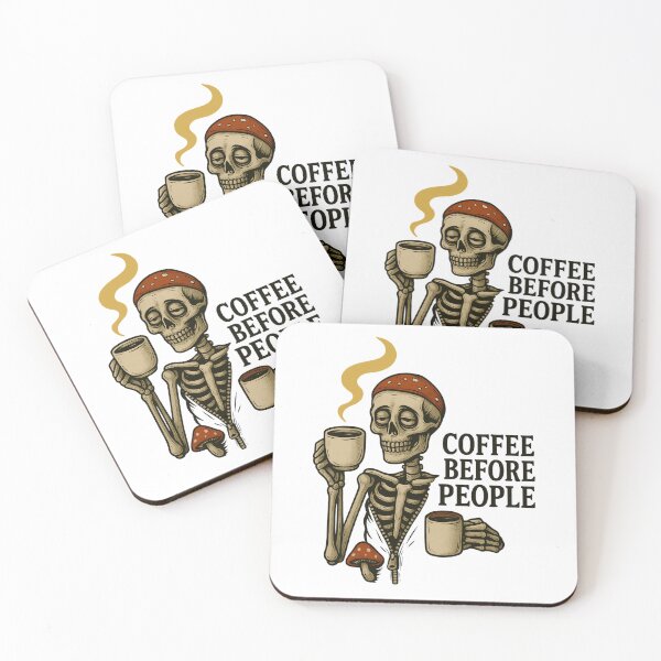 Item preview, Coffee Before People Funny Skeleton designed and sold by DustyCuriositie.