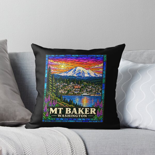 Item preview, Mt. Baker Washington Stained Glass Mountain Travel Poster designed and sold by Swanny's Custom T-shirt and Gift Designs.