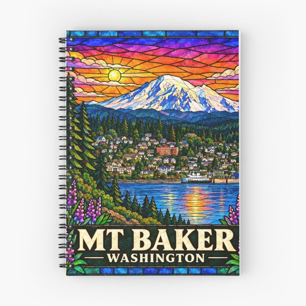 Item preview, Mt. Baker Washington Stained Glass Mountain Travel Poster designed and sold by Swanny's Custom T-shirt and Gift Designs.