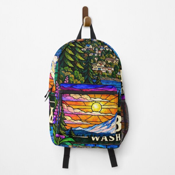 Item preview, Mt. Baker Washington Stained Glass Mountain Travel Poster designed and sold by Swanny's Custom T-shirt and Gift Designs.