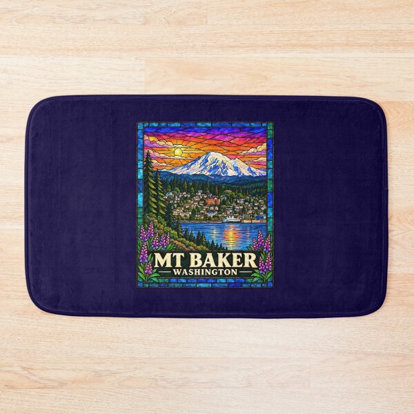Item preview, Mt. Baker Washington Stained Glass Mountain Travel Poster designed and sold by Swanny's Custom T-shirt and Gift Designs.