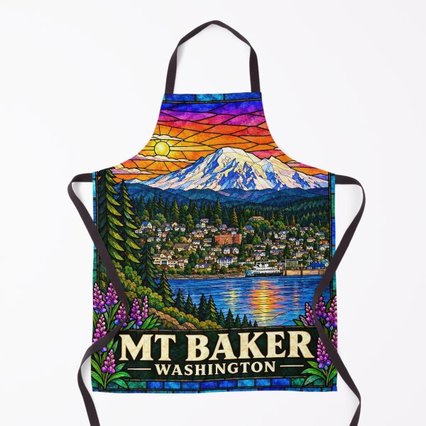 Item preview, Mt. Baker Washington Stained Glass Mountain Travel Poster designed and sold by Swanny's Custom T-shirt and Gift Designs.