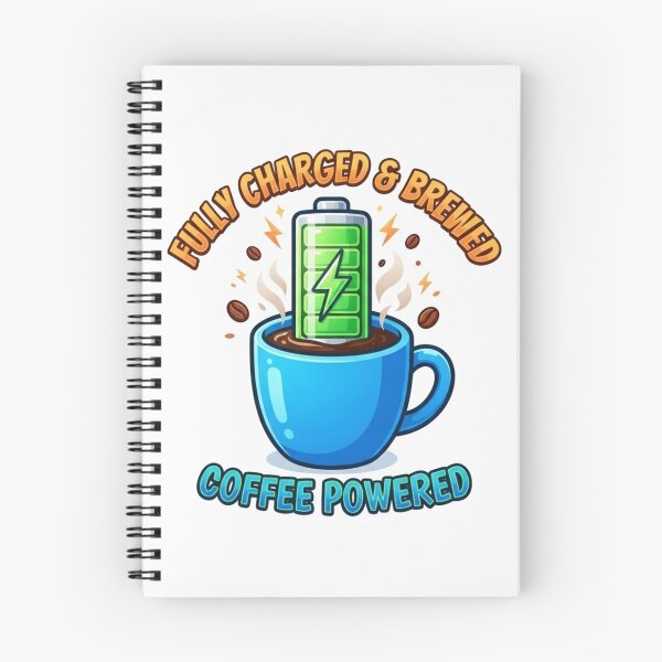 Item preview, Fully Charged Coffee Powered Funny Caffeine Quote designed and sold by Ink-CanvasIC.