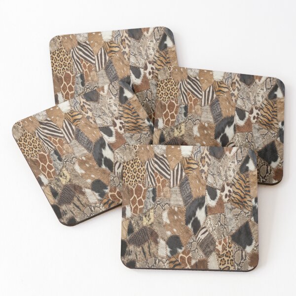 Item preview, Rustic Organic Hide and Exotic Animal Patchwork Art    designed and sold by AfresStudio.