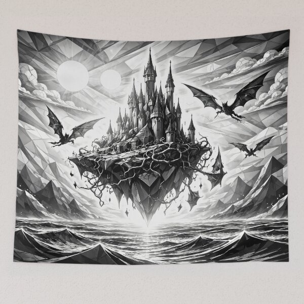 Item preview, Floating Castle Over Ocean designed and sold by cuprum.