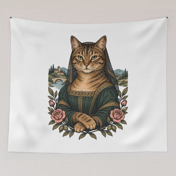 Item preview, Renaissance Mysterious Smile Tabby Cat Art designed and sold by Old's Cool Cat Studio.