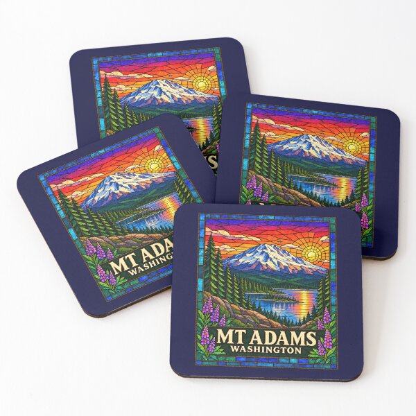 Item preview, Mt. Adams Washington Stained Glass Mountain Travel Poster designed and sold by Swanny's Custom T-shirt and Gift Designs.