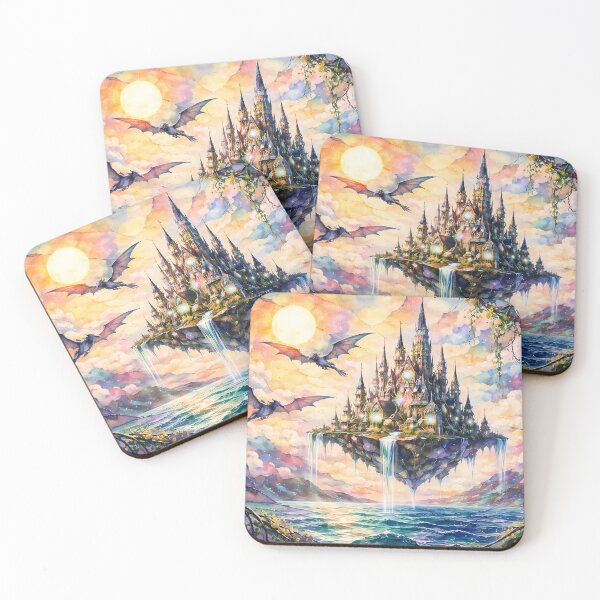 Item preview, Floating Castle with Majestic Dragons designed and sold by cuprum.