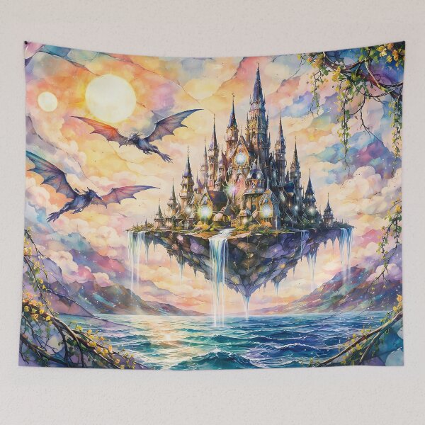Item preview, Floating Castle with Majestic Dragons designed and sold by cuprum.