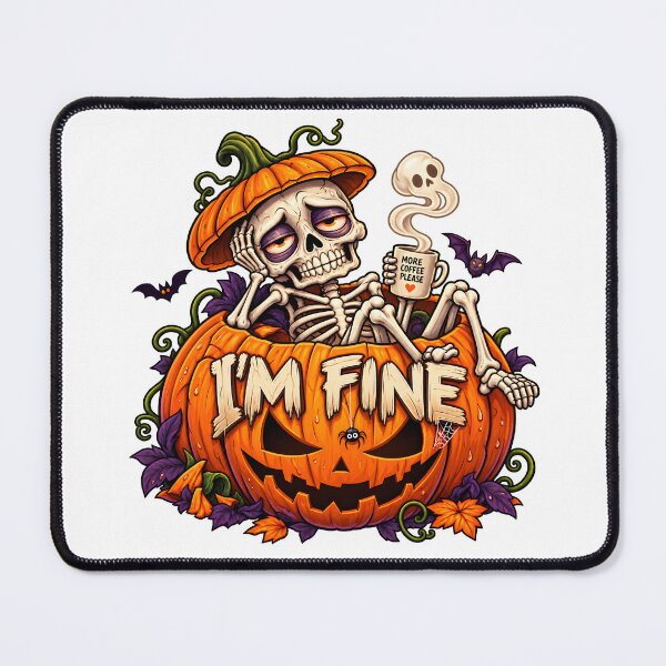 Item preview, I’m Fine – More Coffee Please Skeleton Pumpkin Halloween designed and sold by Sed94.