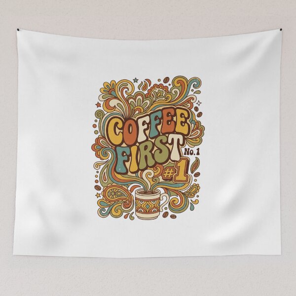 Item preview, Coffee First Retro Vintage Coffee Typography designed and sold by Mellow Doodle Co..
