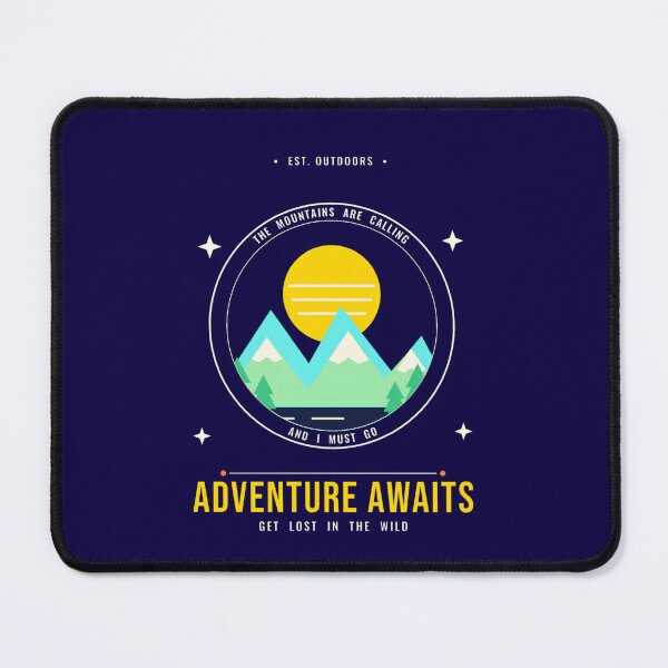 Item preview, The Mountains Are Calling And I Must Go Adventure Awaits Vintage Hiking Camping Nature Outdoor Badge Tee designed and sold by Dedyupy.
