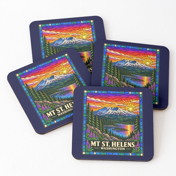Item preview, Mt. St. Helens Washington Stained Glass Mountain Travel Poster designed and sold by Swanny's Custom T-shirt and Gift Designs.