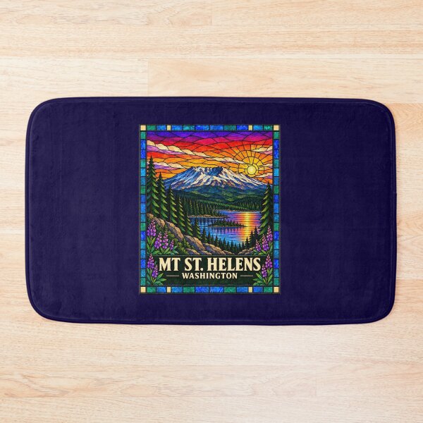 Item preview, Mt. St. Helens Washington Stained Glass Mountain Travel Poster designed and sold by Swanny's Custom T-shirt and Gift Designs.