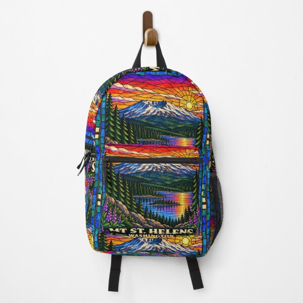 Item preview, Mt. St. Helens Washington Stained Glass Mountain Travel Poster designed and sold by Swanny's Custom T-shirt and Gift Designs.