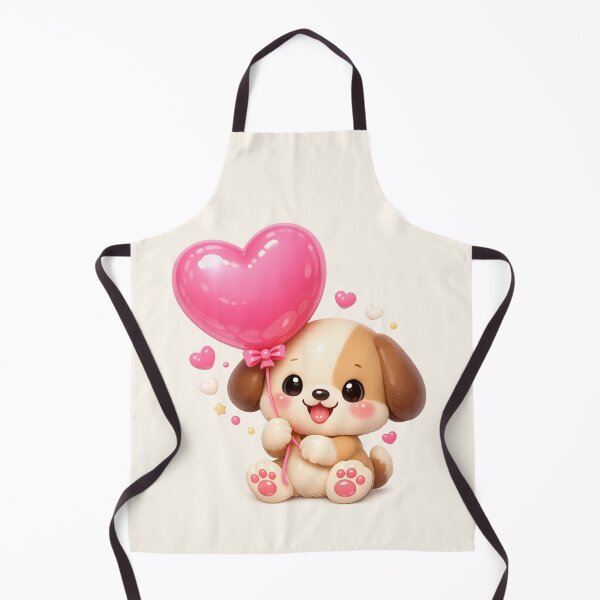 Item preview, Cute Puppy Holding Heart Balloon | Kawaii Valentine's Day Art designed and sold by Moons Studio.