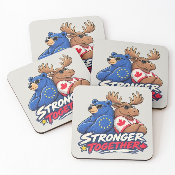 Item preview, Bear and Moose - Stronger (and cooler) Together - European Union Canada Inspired designed and sold by RR-Arts.