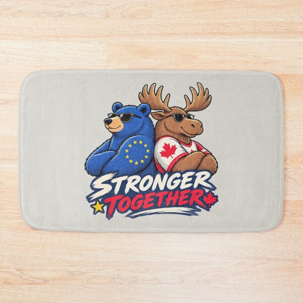 Item preview, Bear and Moose - Stronger (and cooler) Together - European Union Canada Inspired designed and sold by RR-Arts.