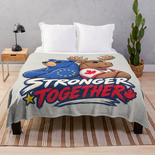 Item preview, Bear and Moose - Stronger (and cooler) Together - European Union Canada Inspired designed and sold by RR-Arts.
