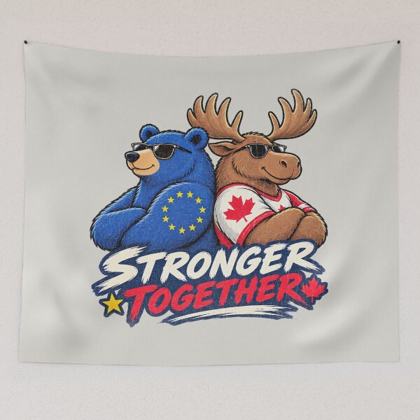 Item preview, Bear and Moose - Stronger (and cooler) Together - European Union Canada Inspired designed and sold by RR-Arts.