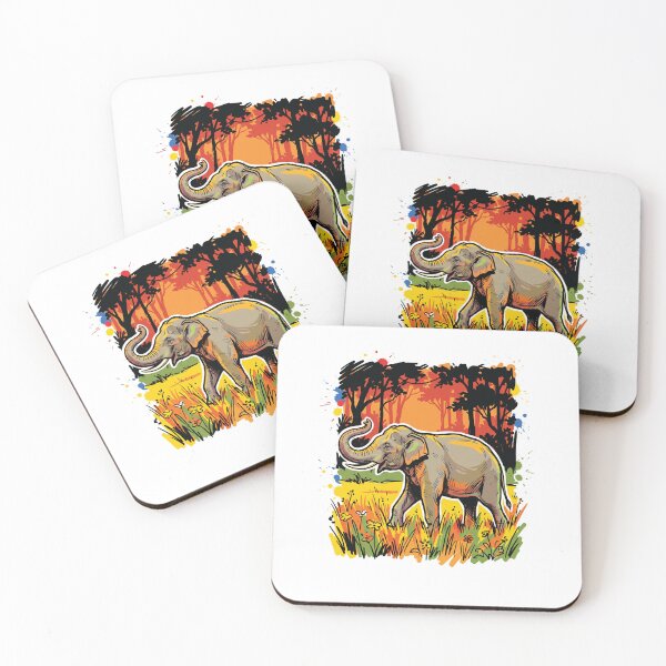 Item preview, Elephant Sunlit Meadow Wildlife Art Print designed and sold by Merch by Das Design Studio.