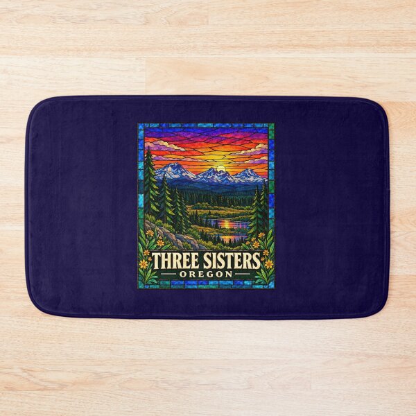 Item preview, Three Sisters Oregon Stained Glass Mountain Travel Poster designed and sold by Swanny's Custom T-shirt and Gift Designs.