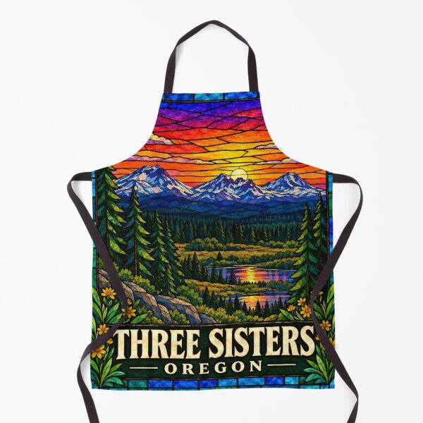 Item preview, Three Sisters Oregon Stained Glass Mountain Travel Poster designed and sold by Swanny's Custom T-shirt and Gift Designs.
