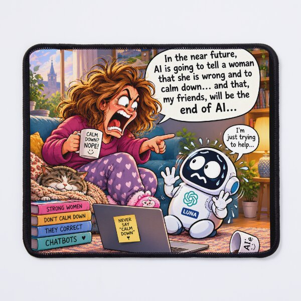 Item preview, AI Told Her to Calm Down — Big Mistake designed and sold by Sybille-Yates.