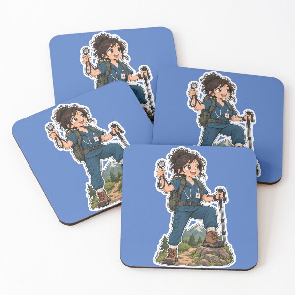 Item preview, Nurse in Scrubs Hiking a Mountain Trail designed and sold by NovaToons.