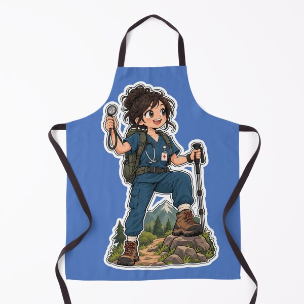 Item preview, Nurse in Scrubs Hiking a Mountain Trail designed and sold by NovaToons.