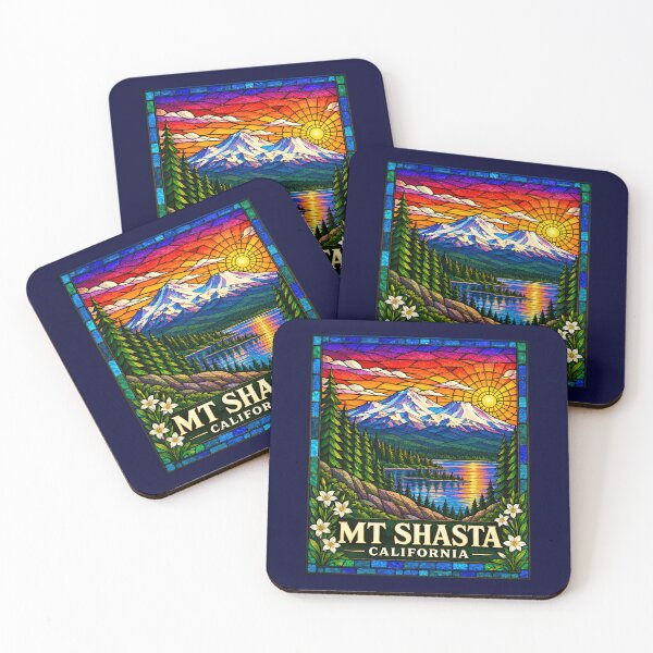 Item preview, Mt. Shasta California Stained Glass Mountain Travel Poster designed and sold by Swanny's Custom T-shirt and Gift Designs.