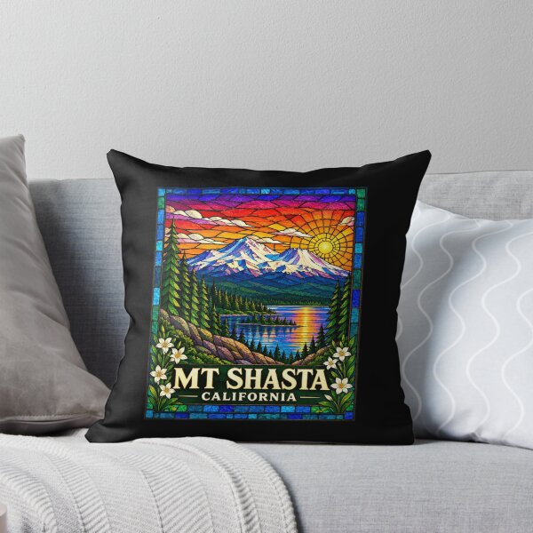 Item preview, Mt. Shasta California Stained Glass Mountain Travel Poster designed and sold by Swanny's Custom T-shirt and Gift Designs.