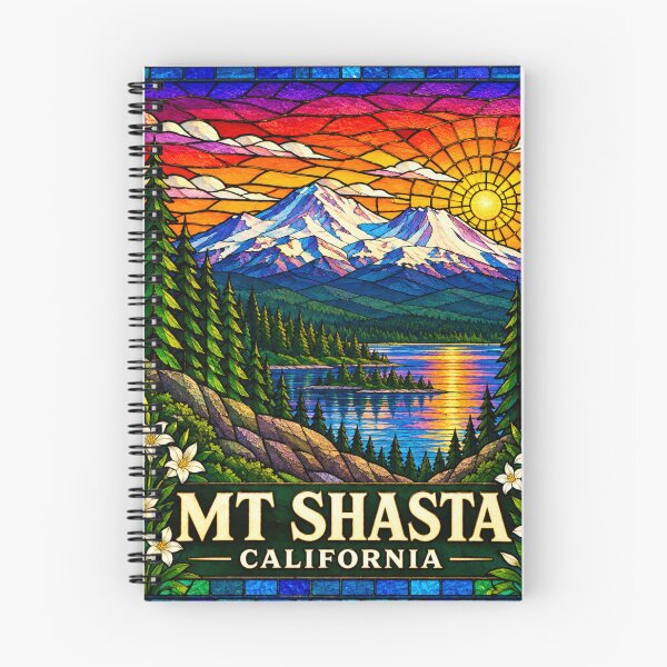 Item preview, Mt. Shasta California Stained Glass Mountain Travel Poster designed and sold by Swanny's Custom T-shirt and Gift Designs.