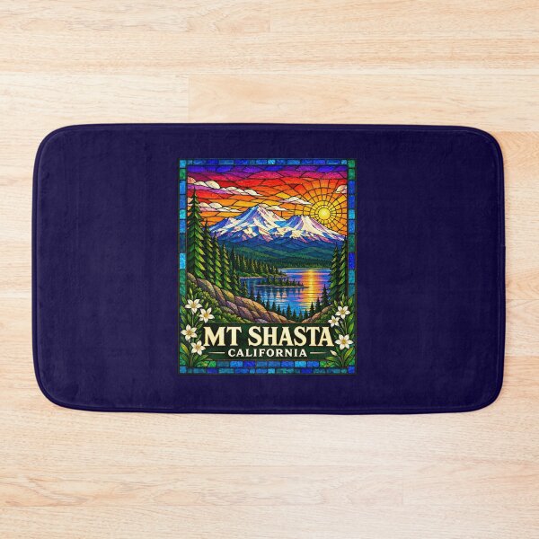 Item preview, Mt. Shasta California Stained Glass Mountain Travel Poster designed and sold by Swanny's Custom T-shirt and Gift Designs.