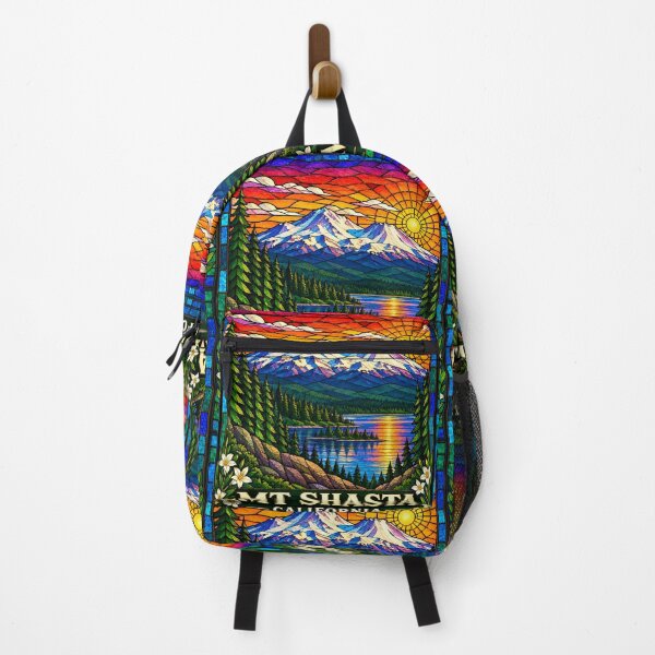Item preview, Mt. Shasta California Stained Glass Mountain Travel Poster designed and sold by Swanny's Custom T-shirt and Gift Designs.