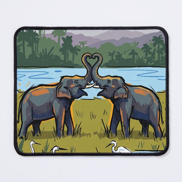 Artikelvorschau, Elefanten begrüßen den See – Zuneigung – Wildtierkunst entworfen und verkauft von Merch by Das Design Studio.