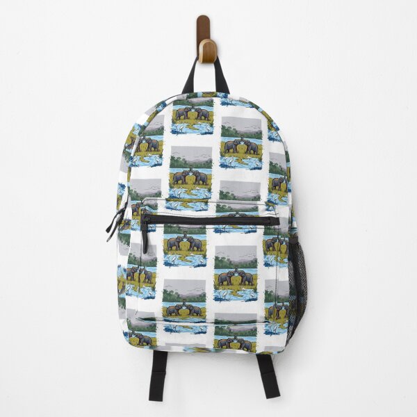 Item preview, Elephants Greeting Lake Affection Wildlife Art designed and sold by Merch by Das Design Studio.