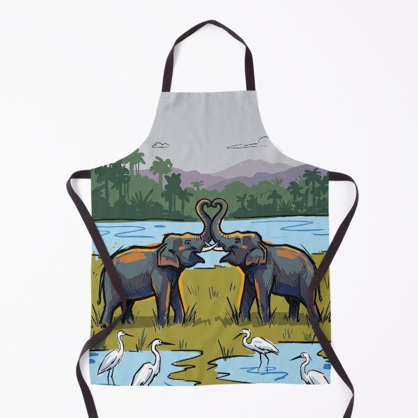 Item preview, Elephants Greeting Lake Affection Wildlife Art designed and sold by Merch by Das Design Studio.