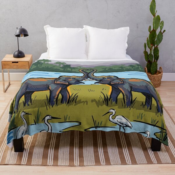 Aperçu de l'œuvre Éléphants saluant le lac Affection Art animalier créée et vendue par Merch by Das Design Studio.