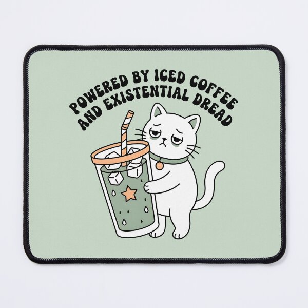 Item preview, Iced Coffee & Existential Dread Kawaii Cat designed and sold by dreephic22.