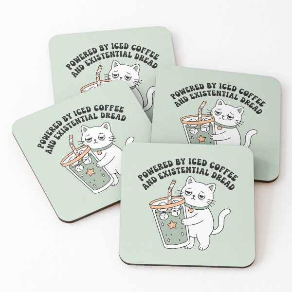 Item preview, Iced Coffee & Existential Dread Kawaii Cat  designed and sold by dreephic22.